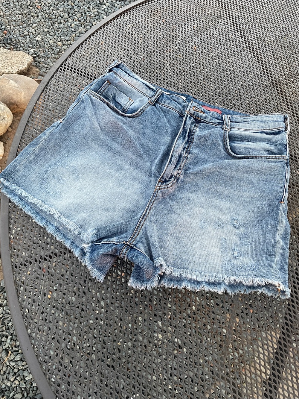 Anthropologie Pilcro Light Blue Frayed-Hem Denim Shorts